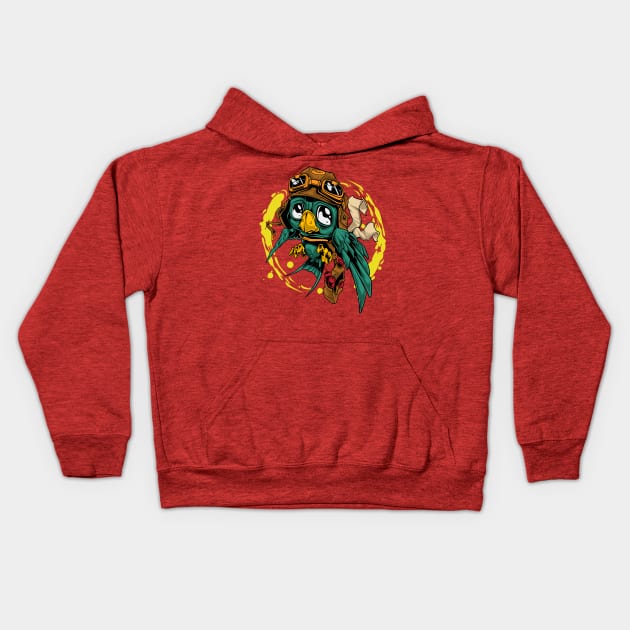 Adventures Bird Kids Hoodie by Mako Design 